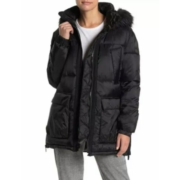 RACHEL Rachel Roy Jackets & Coats Rachel Roy Faux Fur Trim Hooded